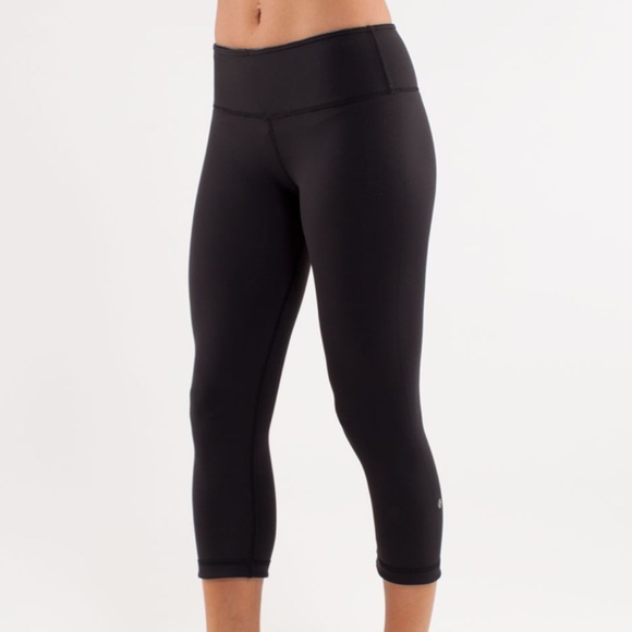 Lululemon Wunder Under Crop *Reversible Black/Wee Stripe Heathered Black Size 4 - Picture 2 of 8
